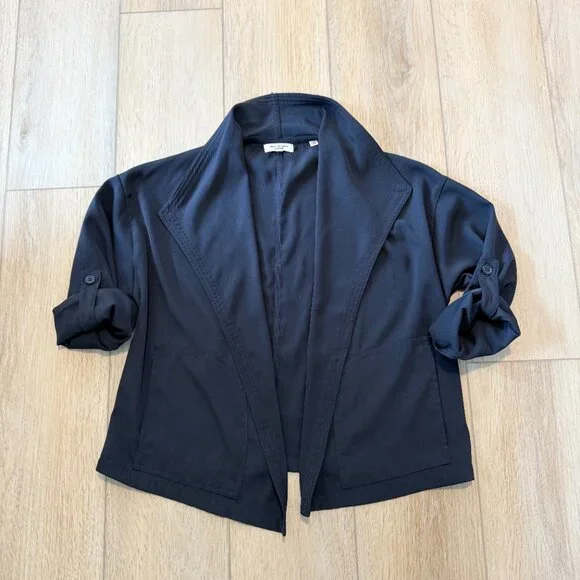 🔵 Navy Open Front Drape Jacket | Max Studio London | Size S - Picture 9 of 11